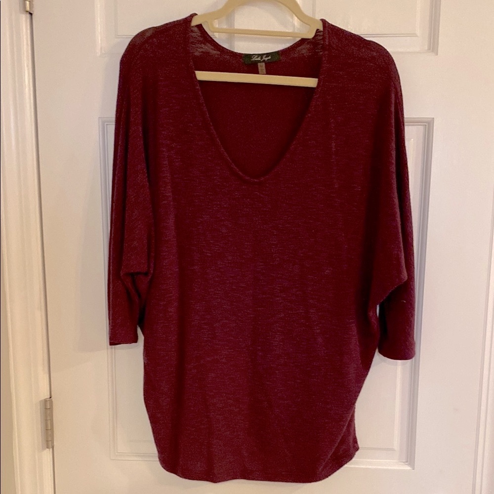 Burgandy Tunic with 3/4 Sleeves